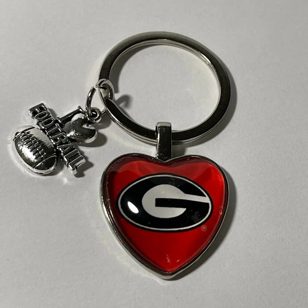 Georgia Bulldogs NCAA I Love Football Keychain NEW!!